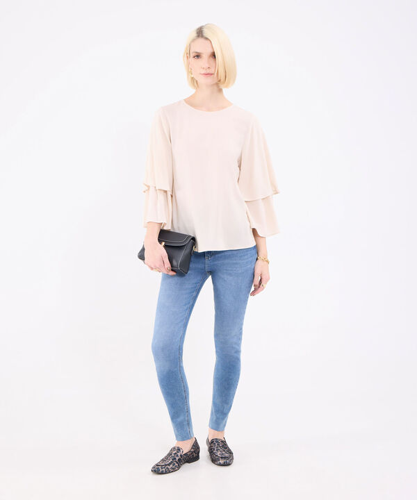 Blusa Manga 3/4 Con Capas Para Mujer