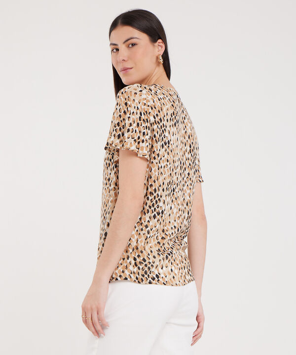 Blusa Estampada Con Botones Decorativos
