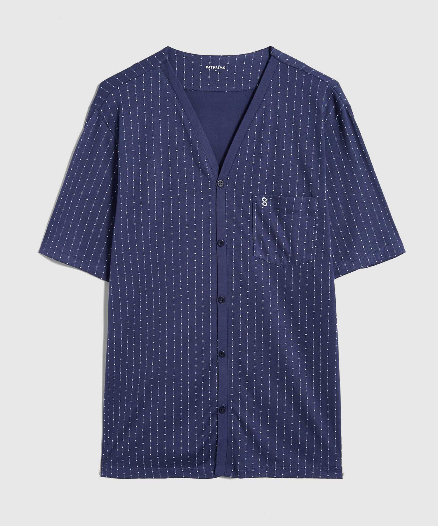 Conjunto Pijama Camisa Cuello V Y Pantaloneta Estampada Para Hombre