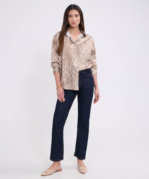 Camisa manga larga estampada para mujer image number null