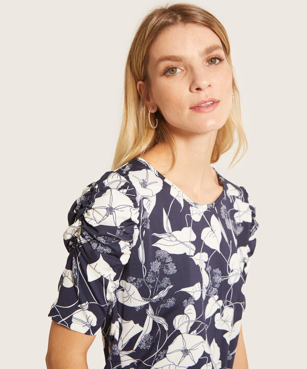 Camiseta Estampada Manga Corta Con Ruche