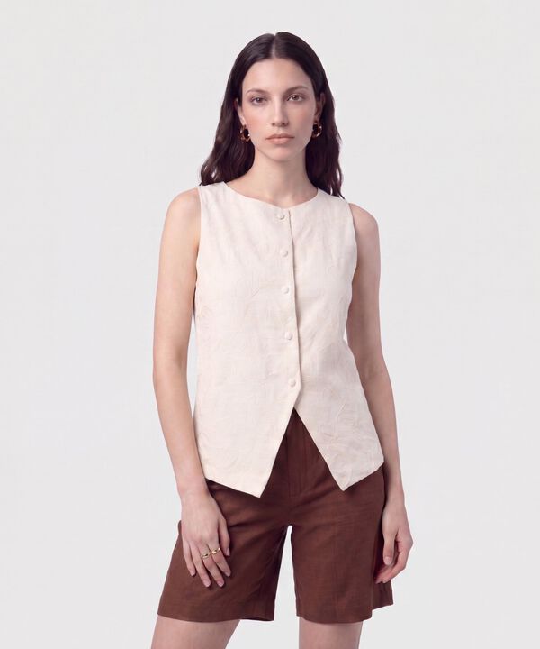 Blusa Chaleco Cortada en Pico Mujer
