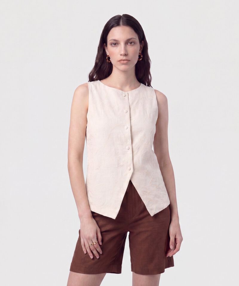 Blusa Chaleco Cortada en Pico Mujer