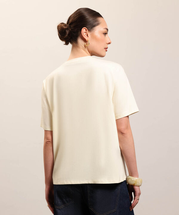 Camiseta Estampada Cuello Redondo Para Mujer