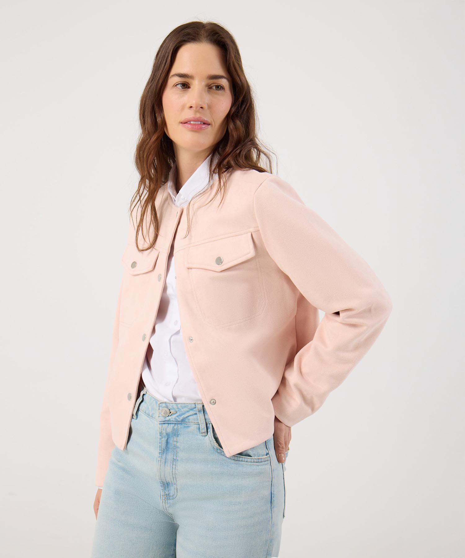 Chaqueta En Suede Unicolor
