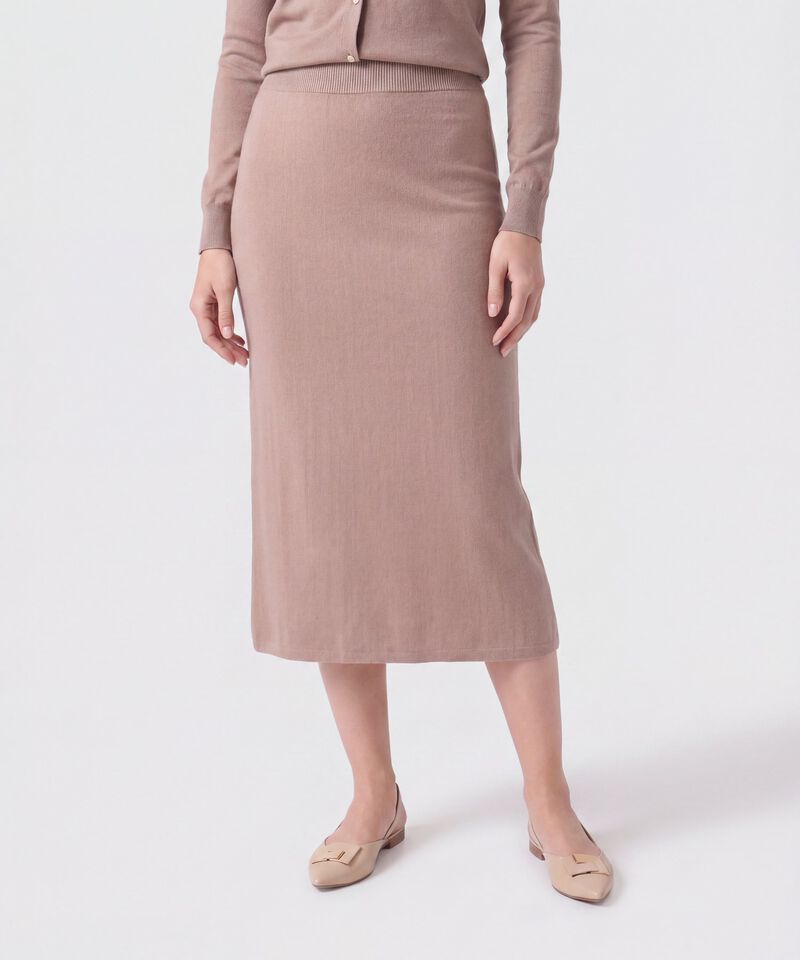 Falda Midi De Punto Con Pretina El&aacute;stica Mujer
