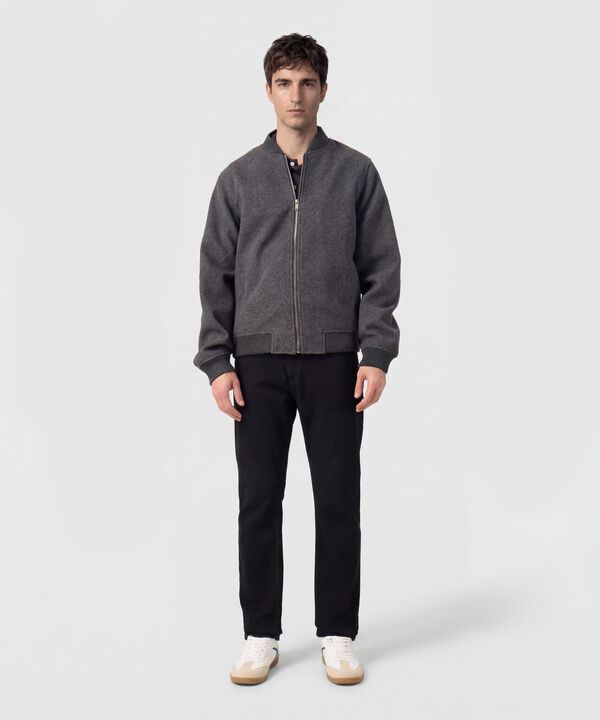 Chaqueta Bomber Con Textura De Lana Hombre