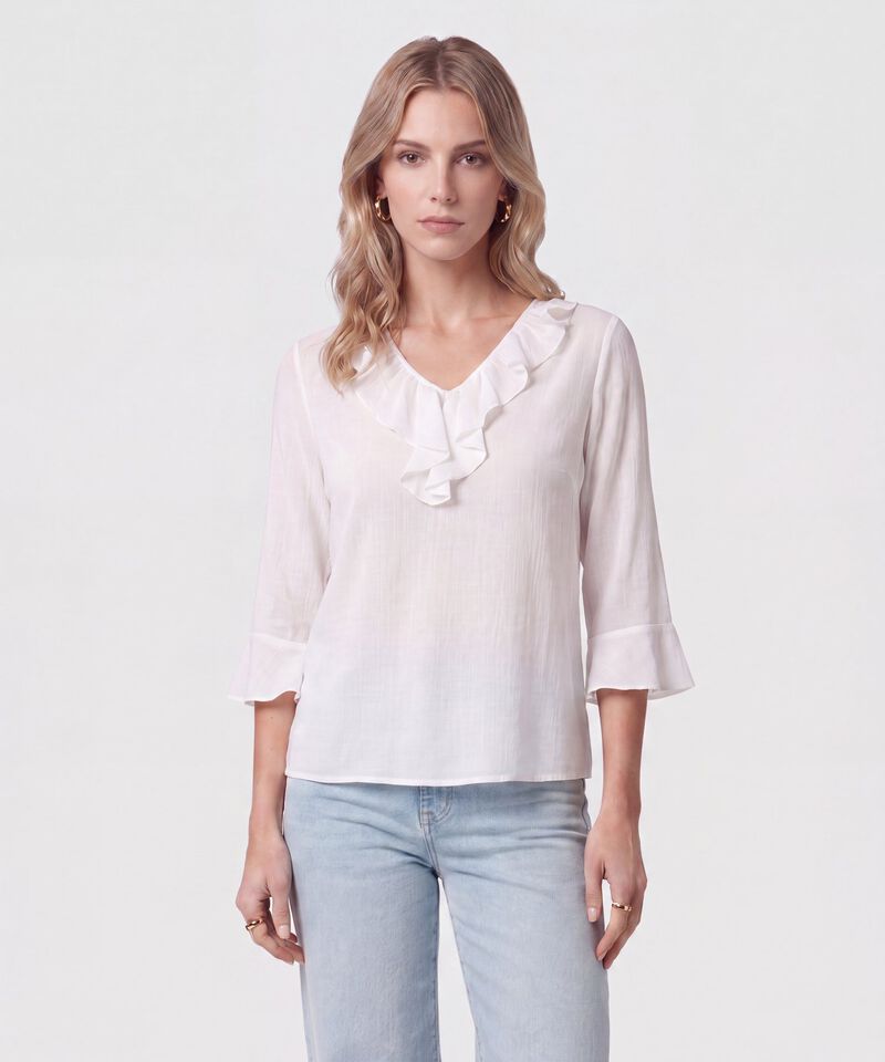 Blusa Cuello Volante Para Mujer