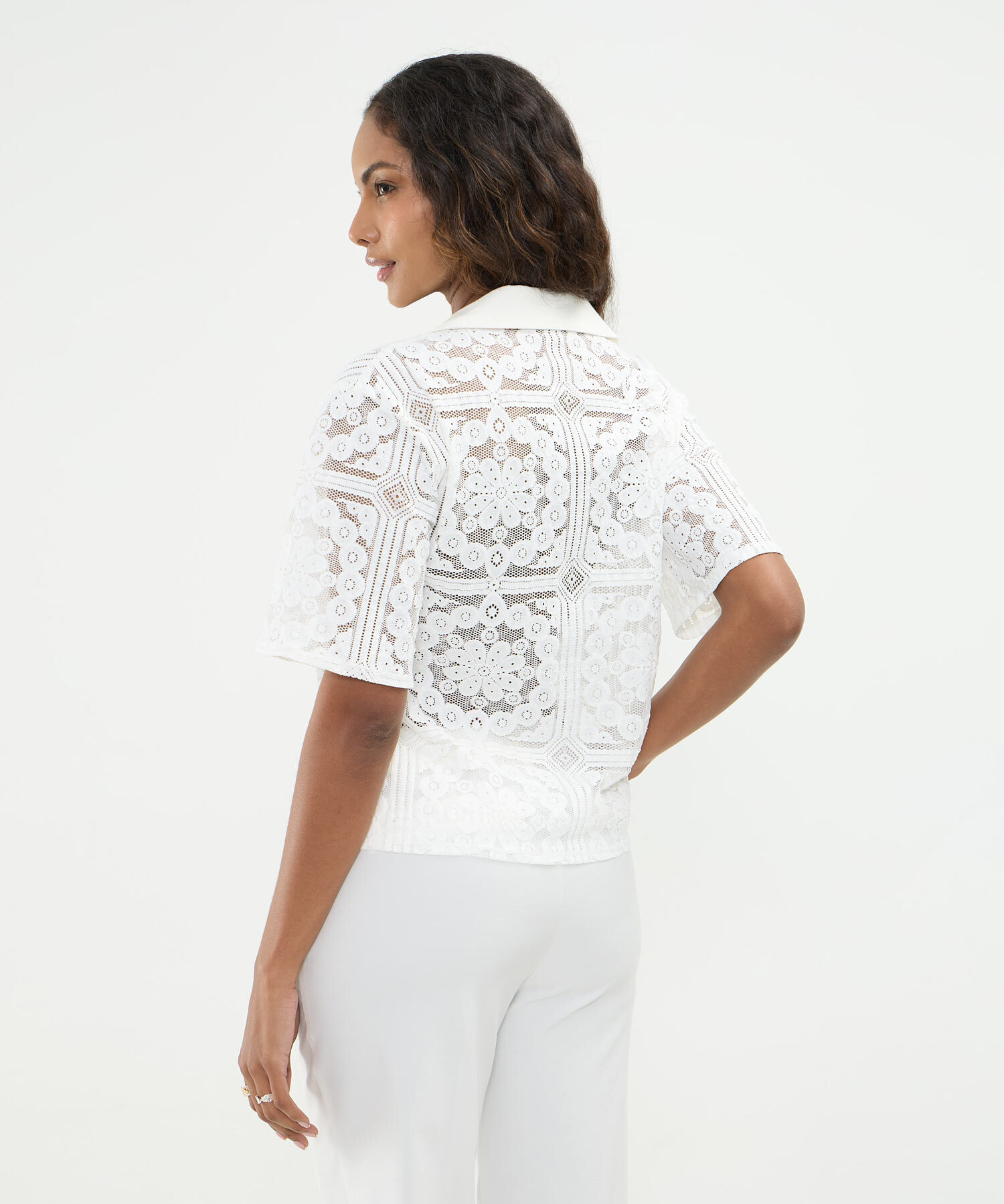 Polo Texturizada Manga Corta Al Codo Para Mujer