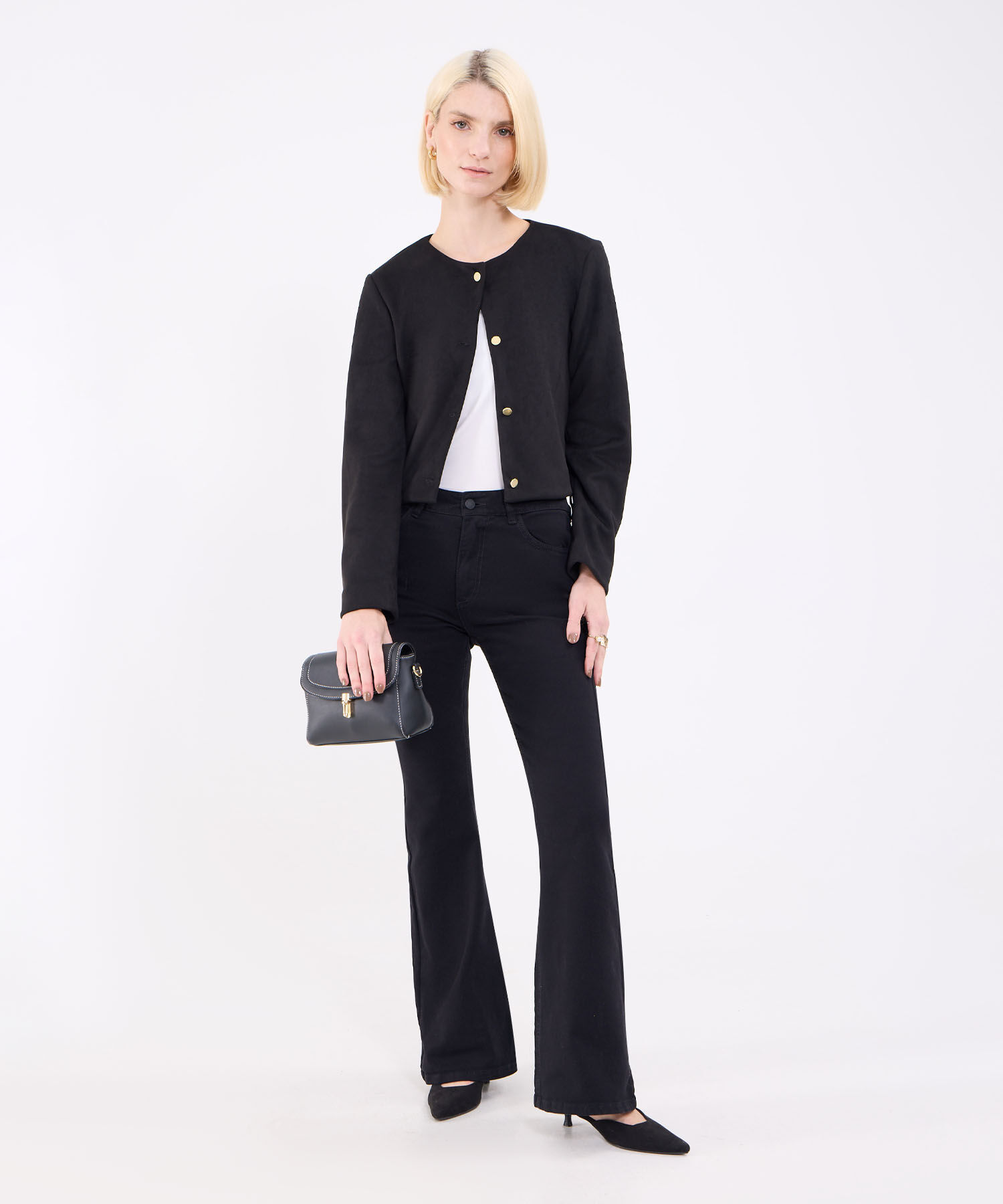 Chaqueta Unicolor Para Mujer