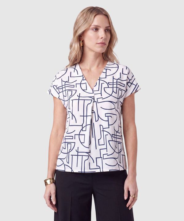 Camiseta Estampada Con Pliegue Para Mujer image number null