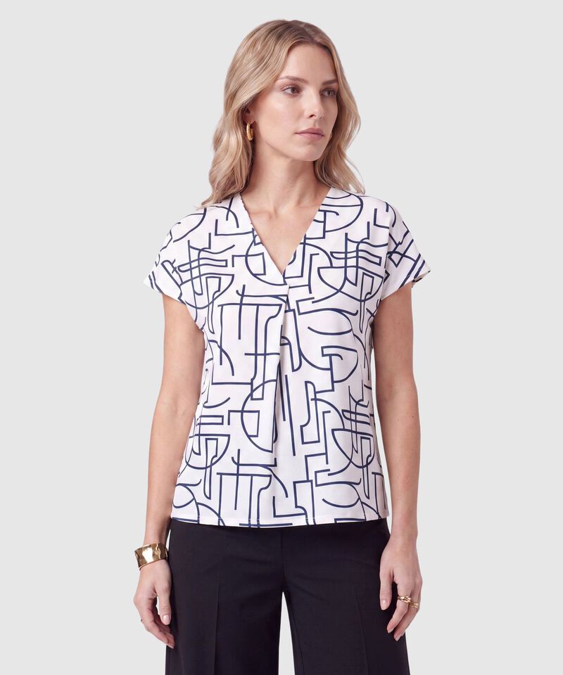 Camiseta Estampada Con Pliegue Para Mujer