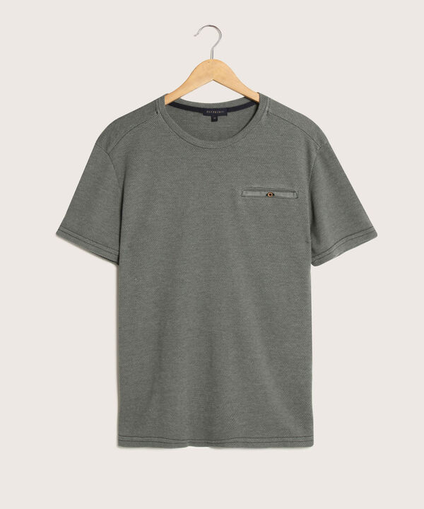 Camiseta Cuello Redondo  Bolsillo Ribete