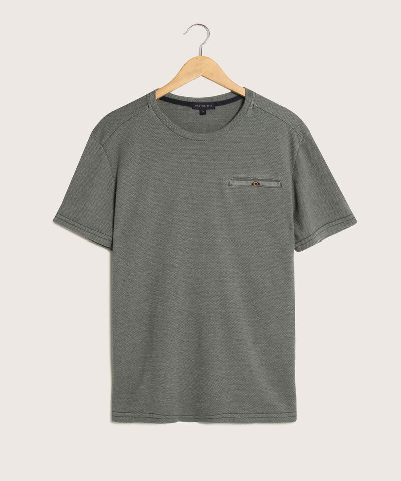 Camiseta Cuello Redondo  Bolsillo Ribete
