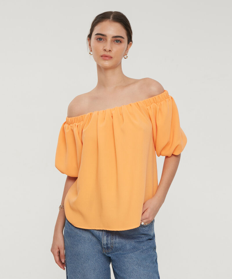 Blusa Encauchada Unicolor Manga Al Codo