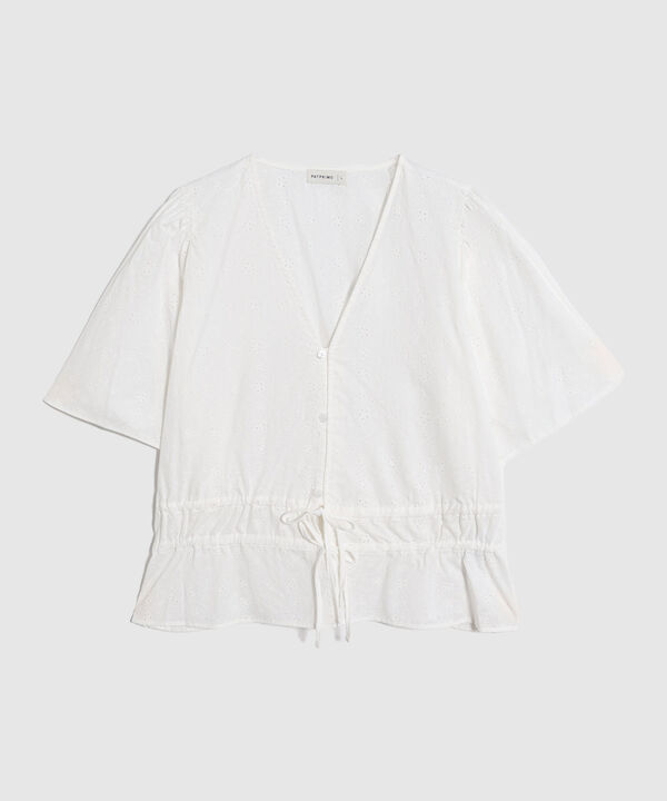 Blusa Con Nudo Ajustable Y Manga Corta Para Mujer image number null