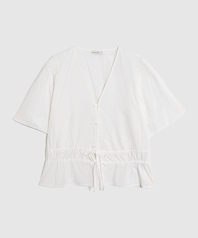 Blusa Con Nudo Ajustable Y Manga Corta Para Mujer