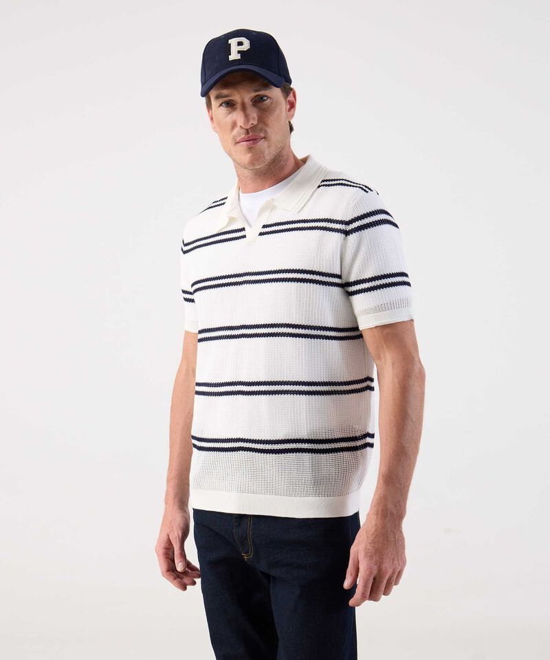 Polo de Punto Abierto para Hombre con Rayas