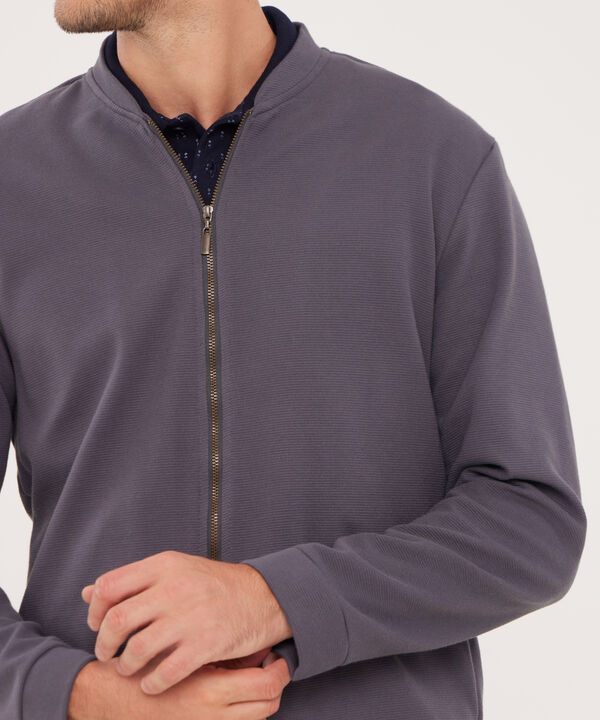 Buzo Unicolor Textura, Con Cierre Zipper