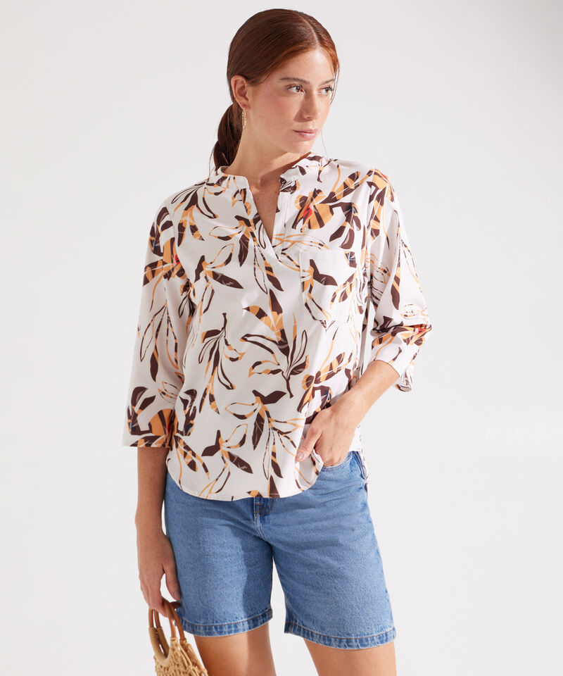 Blusa Escotada con Estampado Floral
