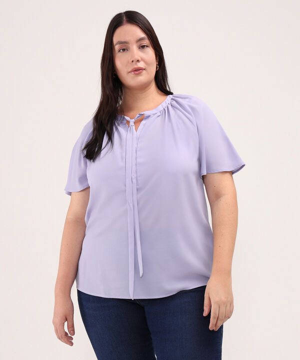 Blusa Unicolor Con Corbata image number null