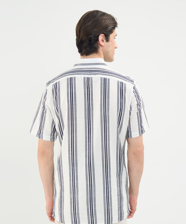Camisa Estampada en Efecto Lino
