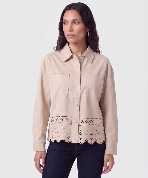 Chaqueta Con Ruedo Troquelado Para Mujer image number null