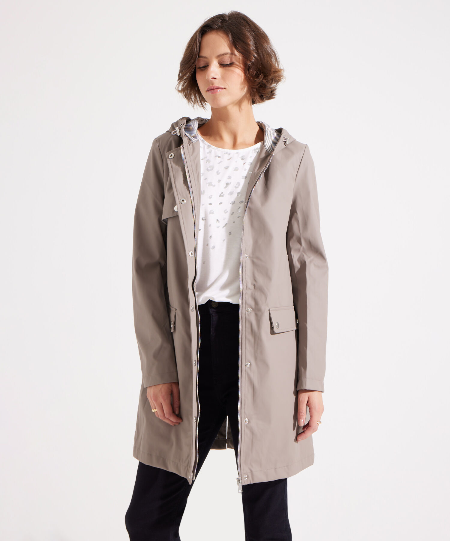 Parka con Bolsillos de Tapa