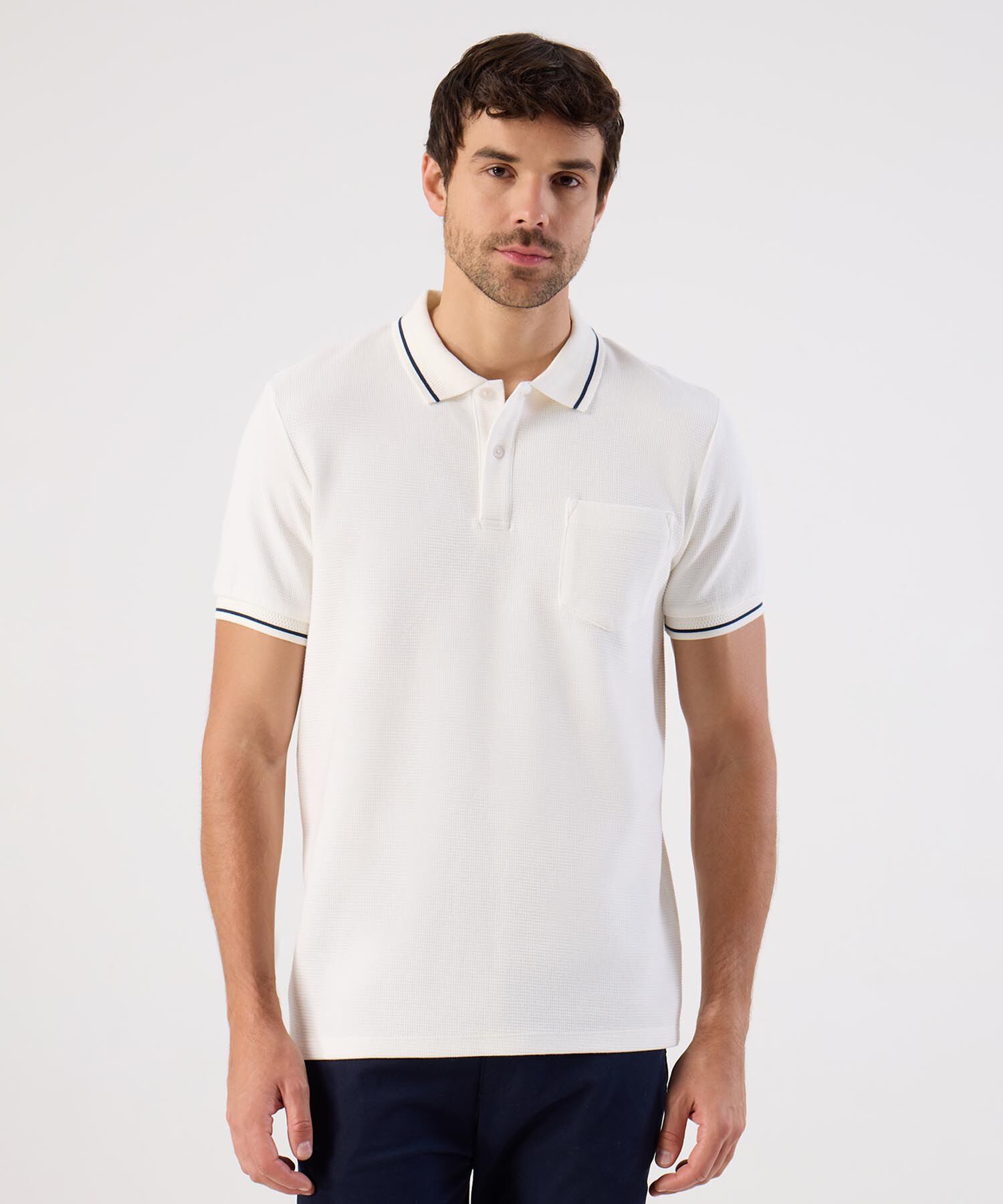 Polo Con Cuello Tejido Para Hombre