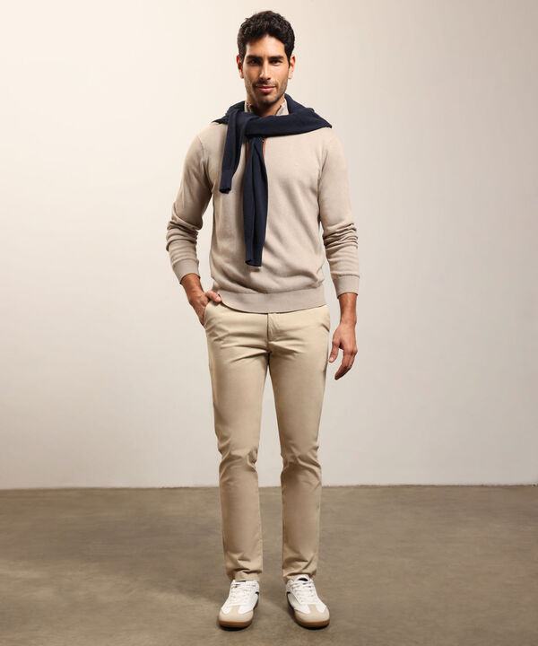 Buzo de Tejido Liso con Cuello Alto y Cremallera Para Hombre