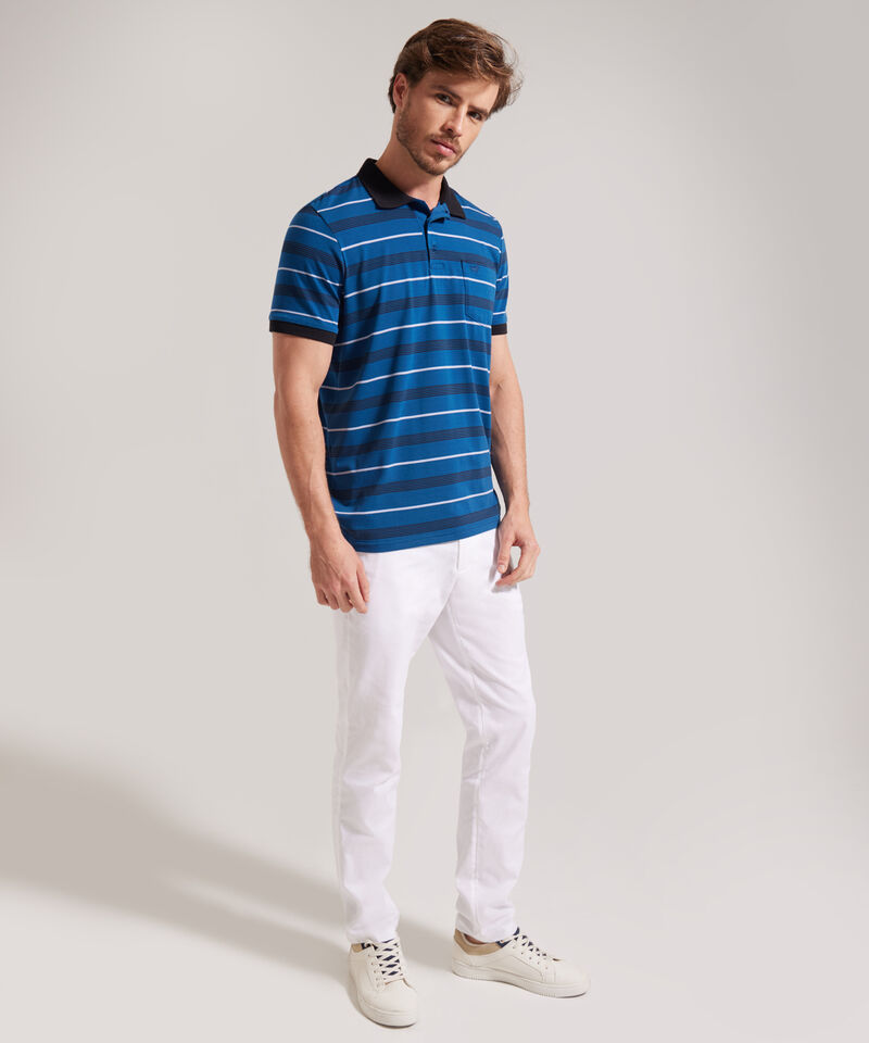 Polo Cuello Y Puños Tejidos Con Bolsillo, Jersey Preteñido, Silueta Regular Fit