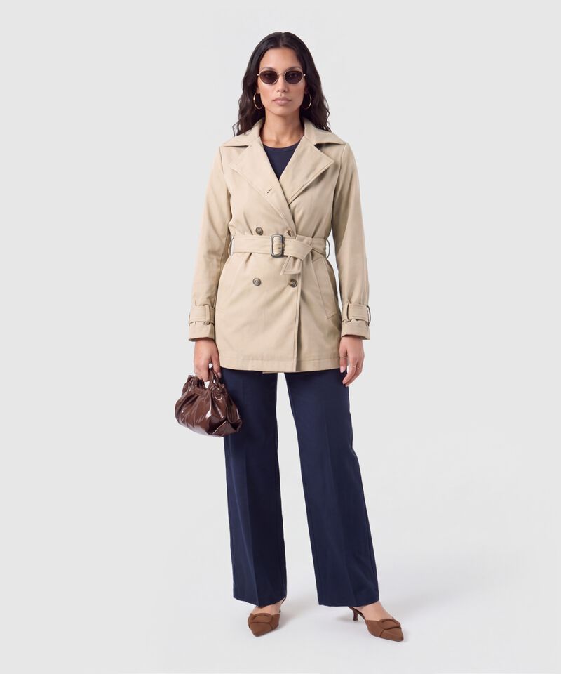 Chaqueta Cruzada Con Cintur&oacute;n Para Mujer