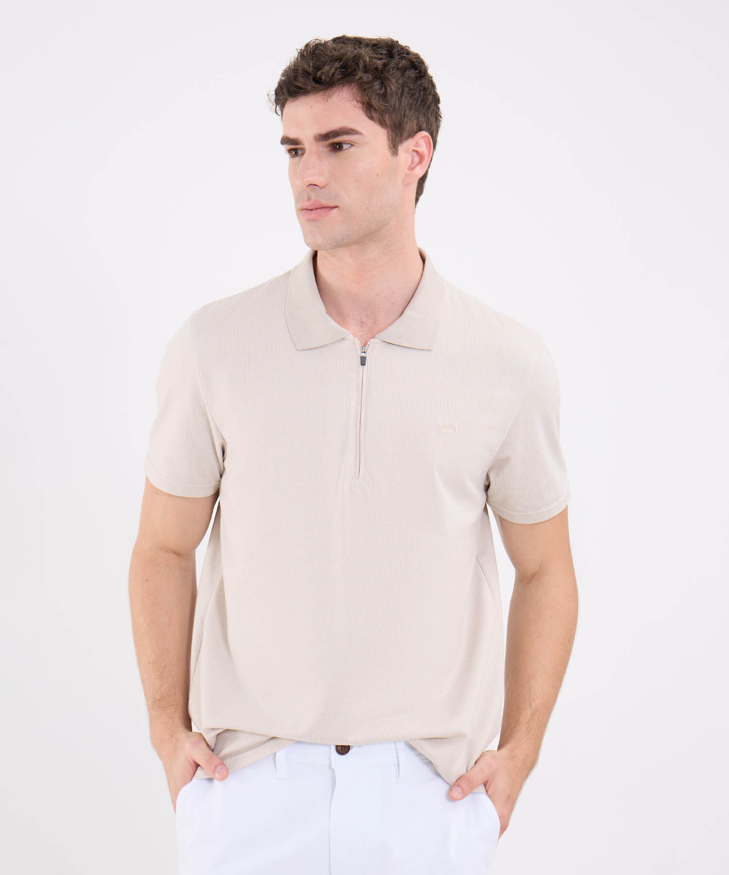 Polo Unicolor Con Cremallera