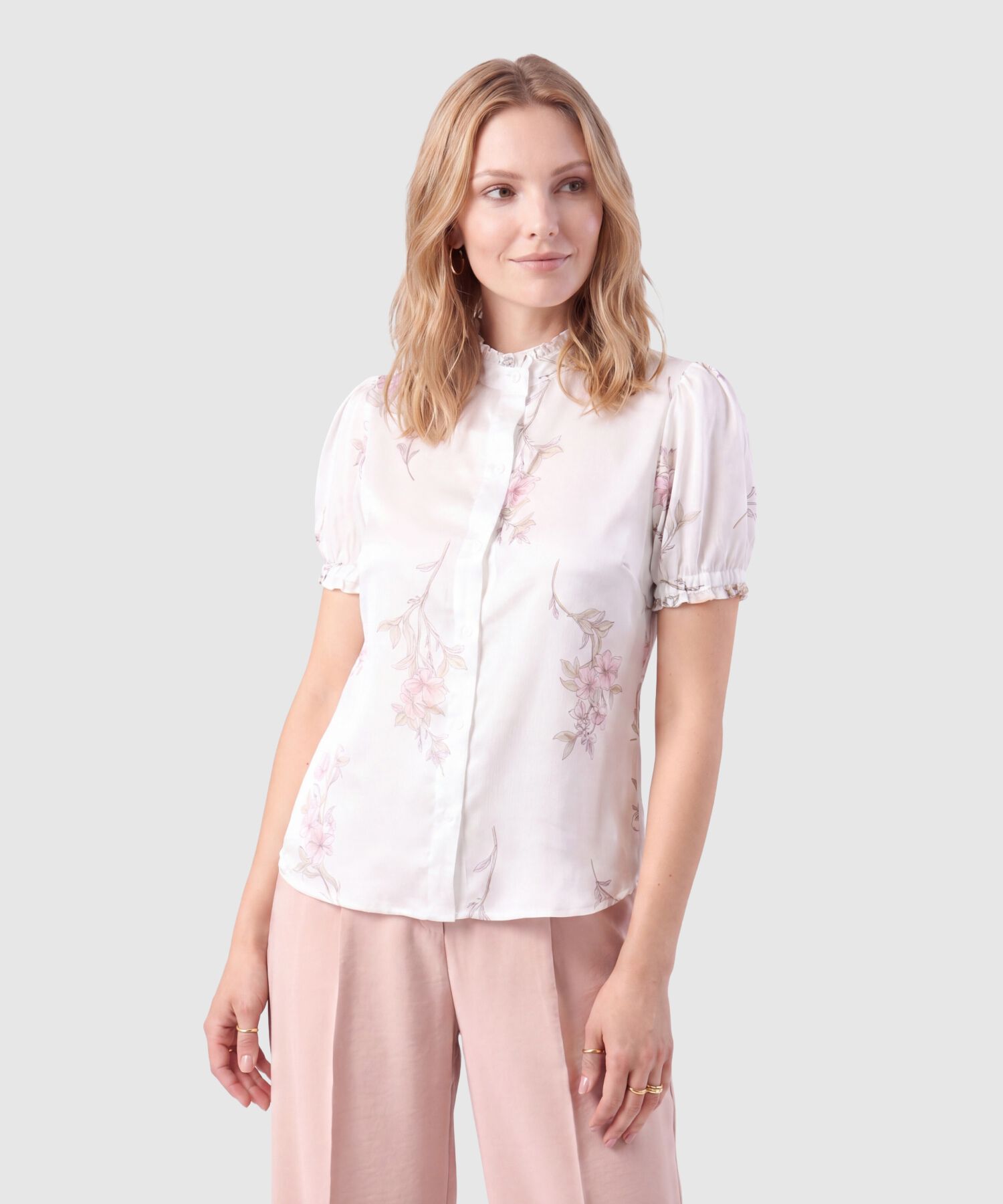 Camisa Estampada Manga Corta Para Mujer