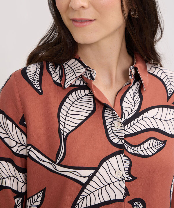 Camisa Estampada Manga Tres Cuartos