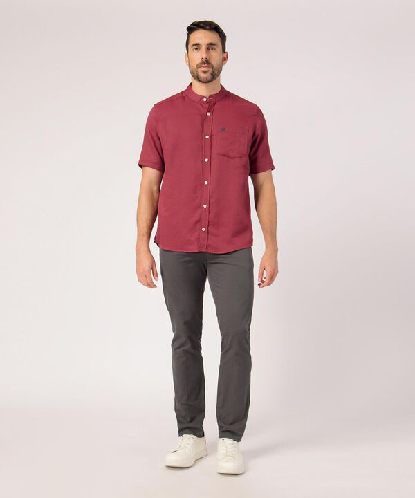 Camisa Unicolor Cuello Mao Con Bolsillo  image number null