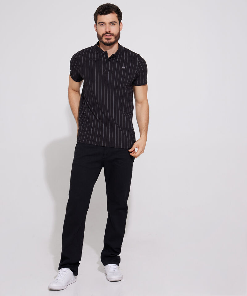 Polo Estampada, Cuello Mao Tejido Con Textura, Silueta Slim Fit