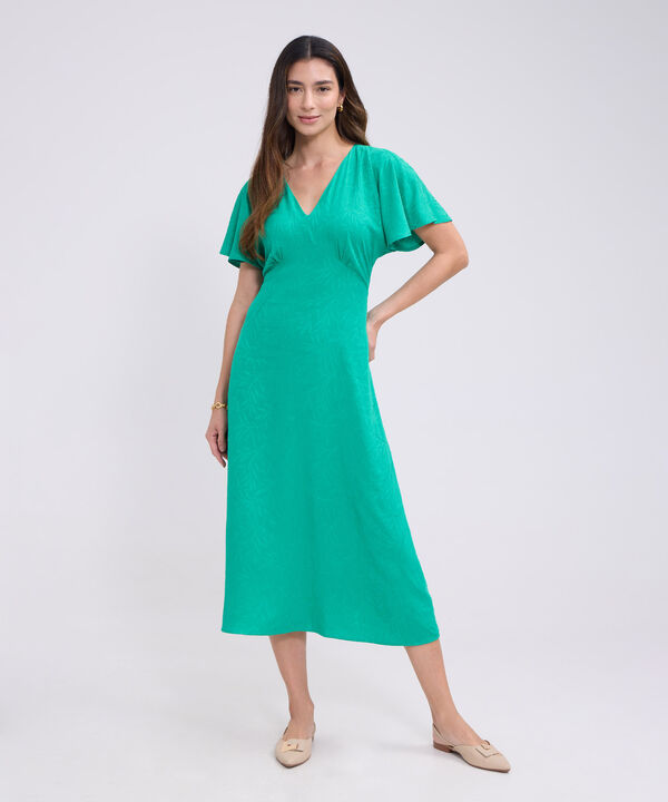 Vestido unicolor con manga fluida para mujer image number null