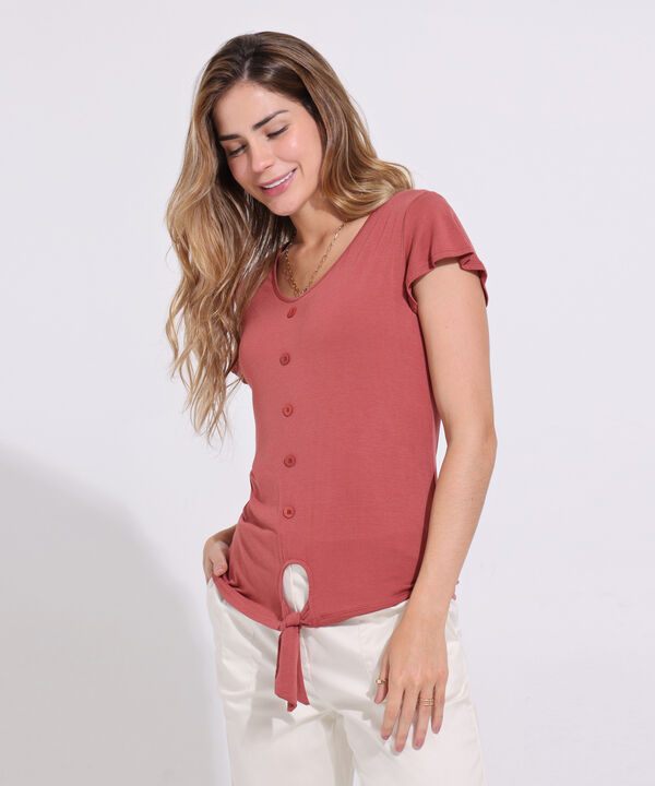 Camiseta Cuello V, Manga Volada Anudado En Frente, Línea Moda Verona