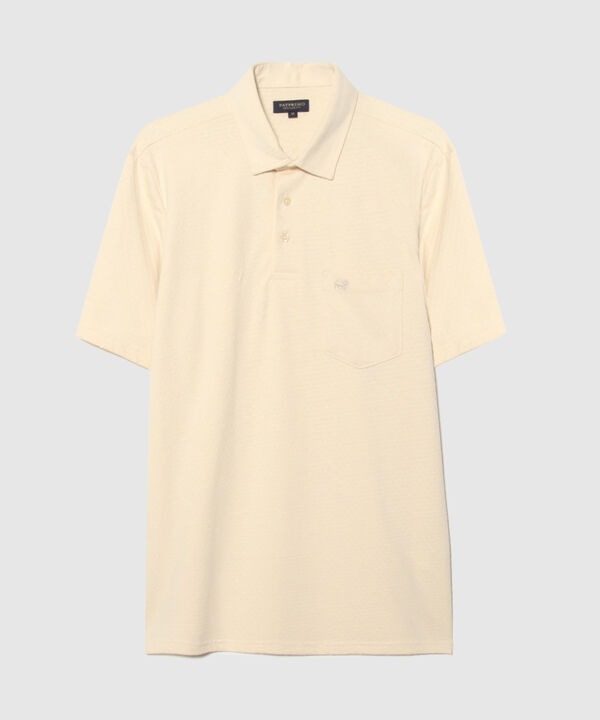 Polo Unicolor Textura Cuello Duro Con Bolsillo Y Silueta Regular Fit, Linea Moda Morocco