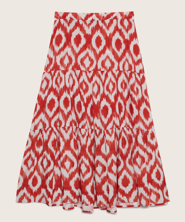 Falda Midi Estampada Con Tiempos
