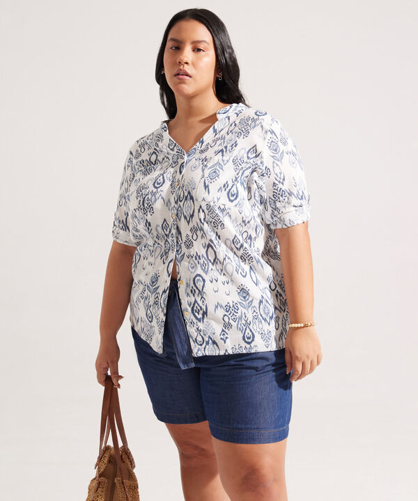 Blusa Estampada con Cuello Neru image number null