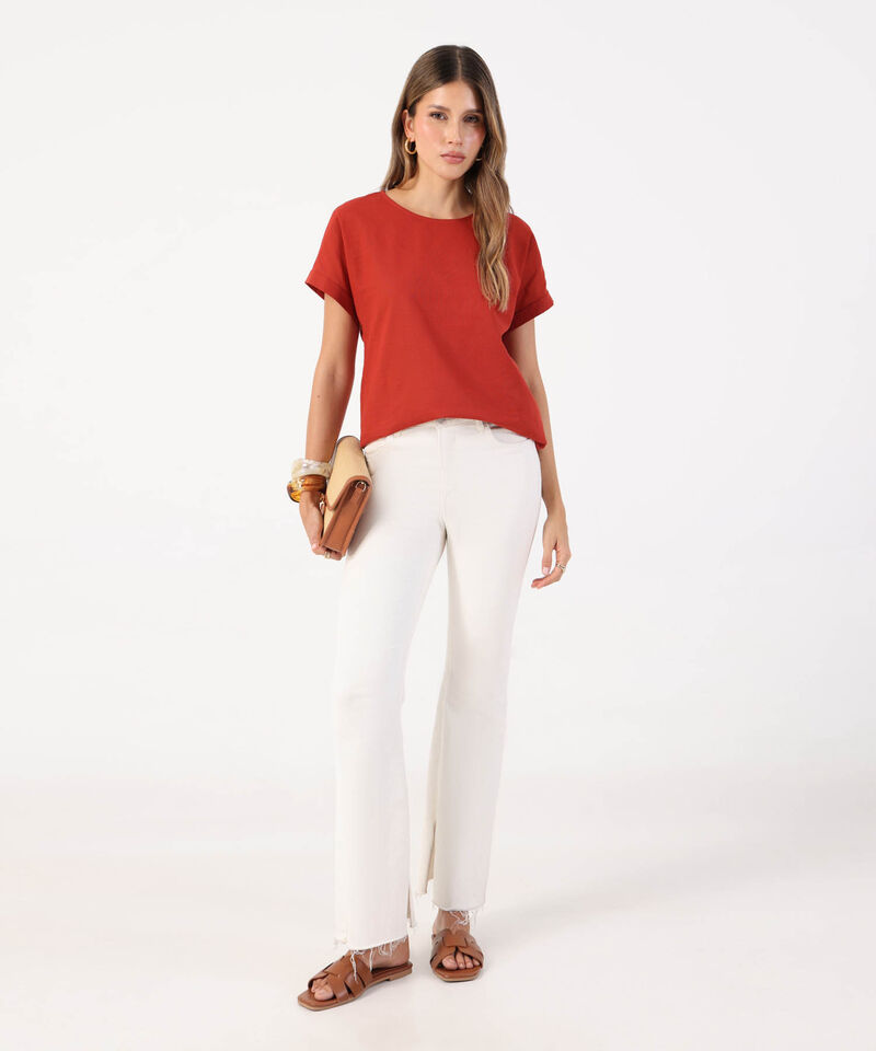 Blusa De Corte Recto Con Manga Rodada