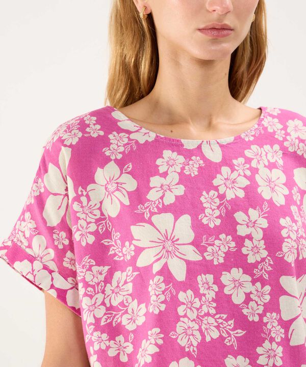 Blusa Estampada en Efecto Lino image number null