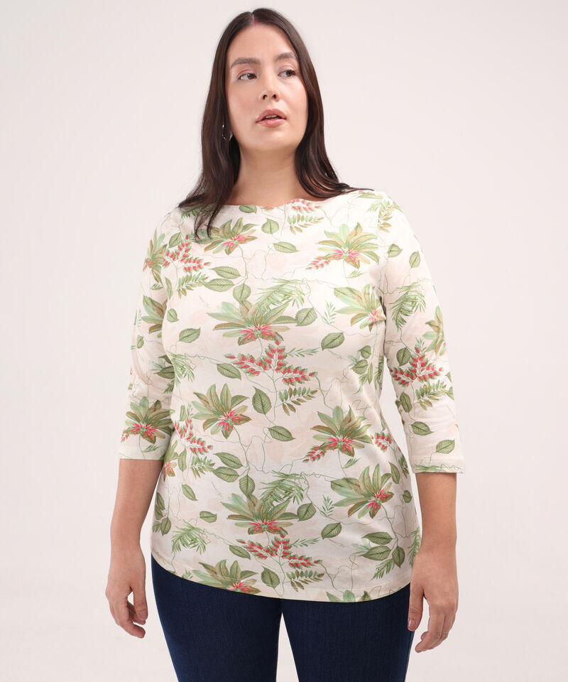 Camiseta Estampada Cuello Ojal