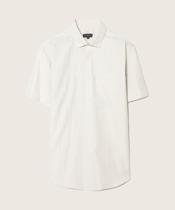 Camisa Unicolor Texturizada, Manga Corta Con Bolsillo Y Silueta Slim Fit
