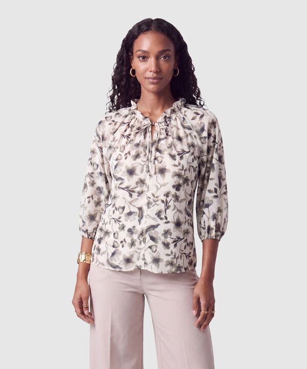 Blusa Con Estampado Y Escote En V Mujer