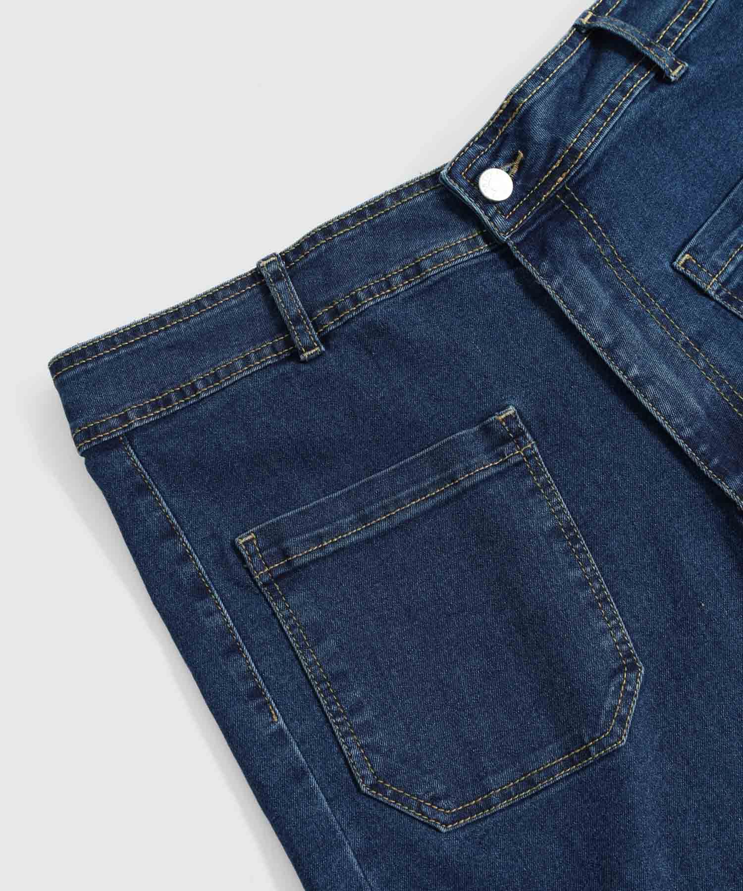Jeans Culotte Con Bolsillos Frontales Para Mujer Curvy