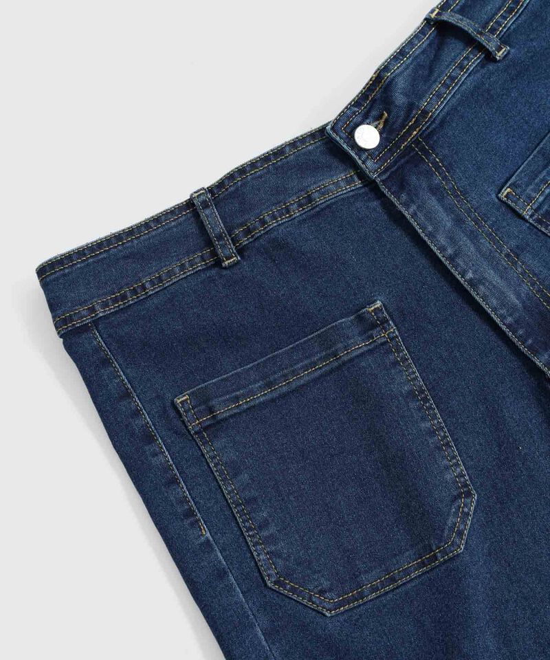 Jeans Culotte Con Bolsillos Frontales Para Mujer Curvy