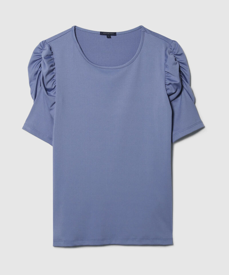 Camiseta Unicolor Escote Redondo Con Ruche